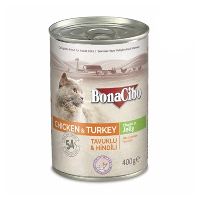 Bonacibo Canned Cat Food Adult Chicken & Turkey
